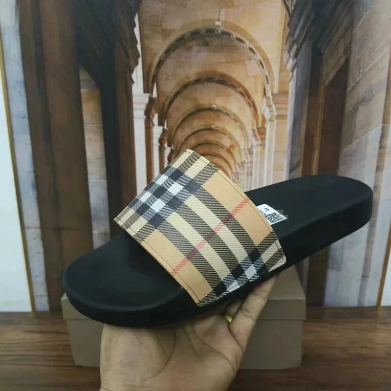 Burberry Check Pattern Slide Sandals for Men and Women