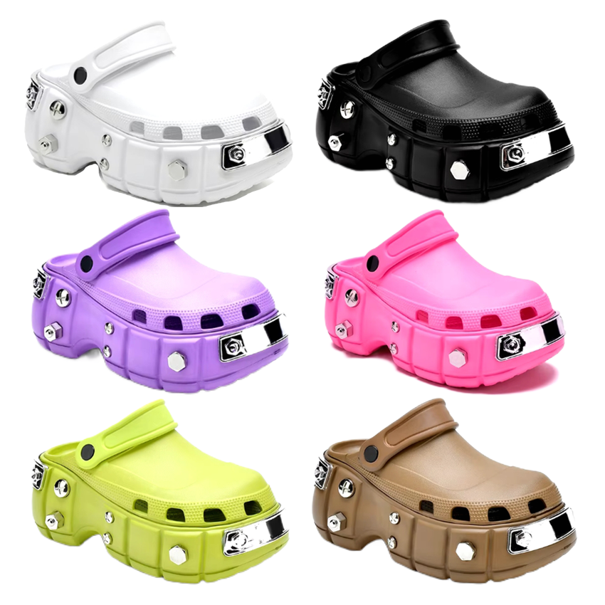 Studded Platform Croc Shoes for Women and Men - Fashionable Chunky Clogs in Multiple Colors