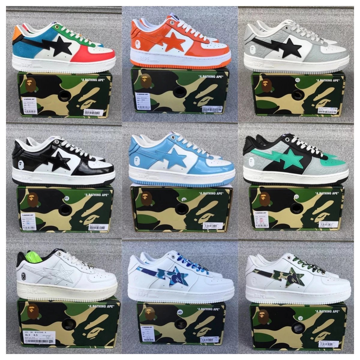 A Bathing Ape BAPE STA Low Top Sneakers Men Women Streetwear Shoes