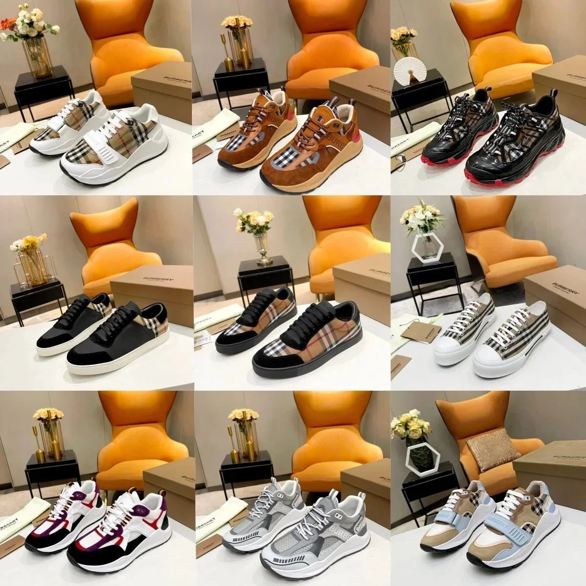 Burberry Check Pattern Sneakers for Men and Women