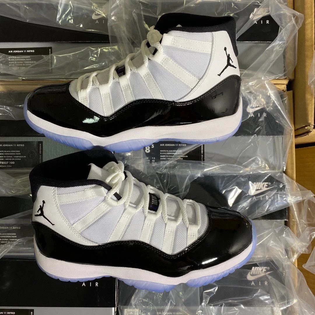 Air Jordan 11 Retro White Black Concord Men's Basketball Shoes